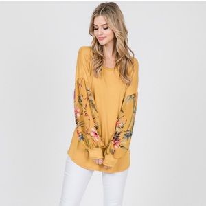 Floral chiffon sleeve top